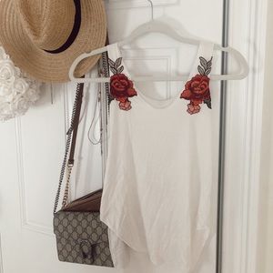 rose embroidered tank